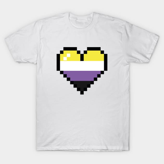 Non binairy 8 bit heart T-Shirt by MandyDesigns